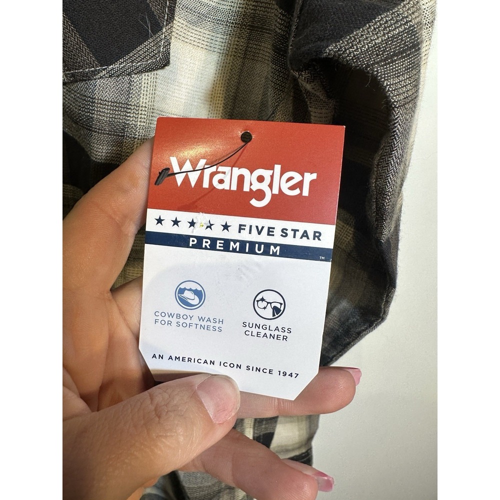 wrangler mens long sleeve‎ button down collared plaid shirt size large - Picture 3 of 7